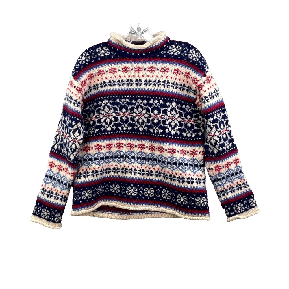 VTG Abercrombie & Fitch Sweater Mens Medium Wool Nordic Fair Isle Winter Preppy